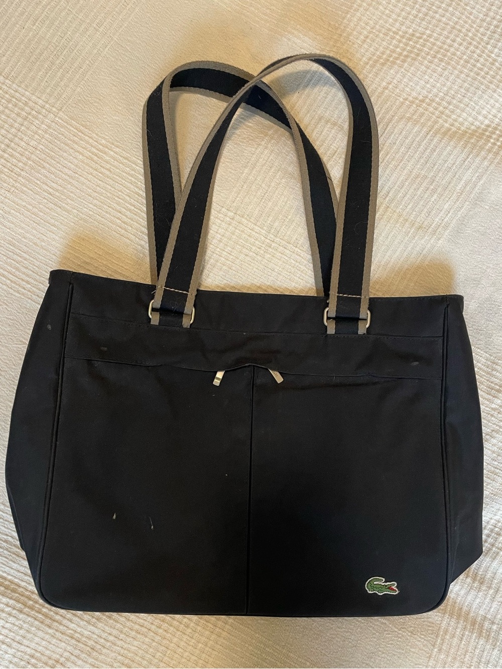 Lacoste Black Zippered Tote Bag